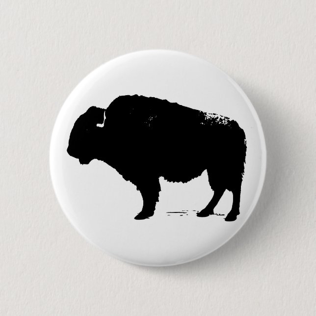 Black & White Pop Art Buffalo Bison Knapp (Framsida)