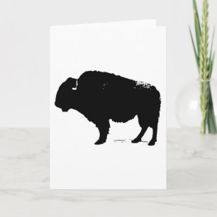 Black & White Pop Art Buffalo Bison Kort