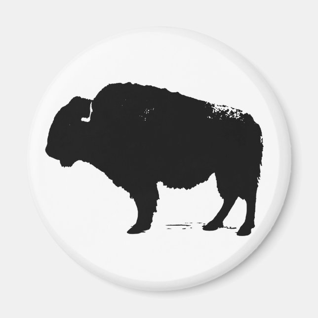 Black & White Pop Art Buffalo Bison Magnet (Framsidan)