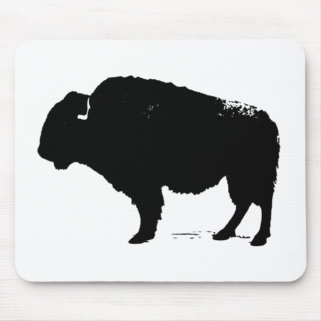 Black & White Pop Art Buffalo Bison Musmatta (Framsidan)