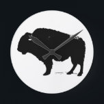 Black & White Pop Art Buffalo Bison Rund Klocka<br><div class="desc">Iconic Amerikansk historia Symbol Bilder - Black & White Buffalo - Bison Silhouette Artwork</div>