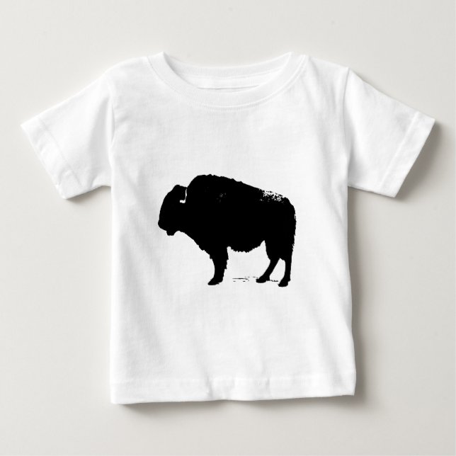 Black & White Pop Art Buffalo Bison T-shirt (Framsida)
