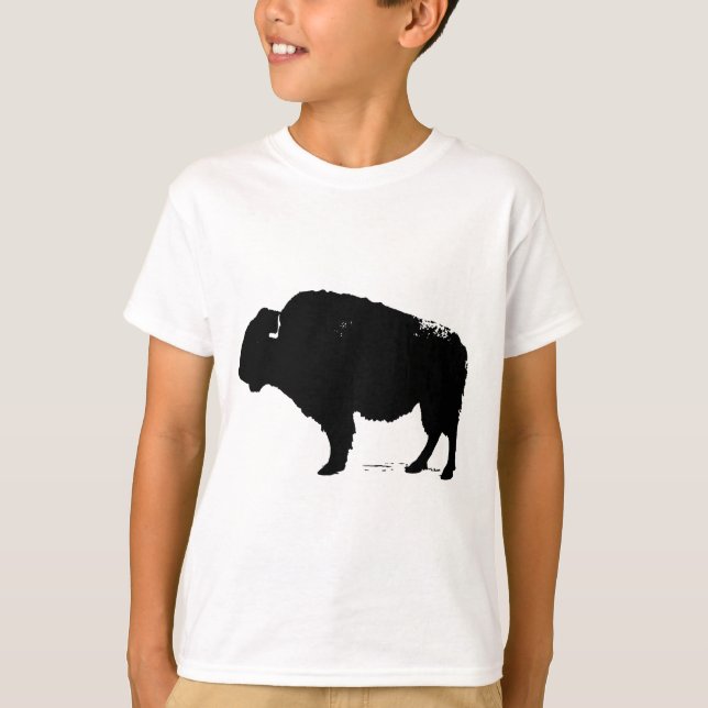 Black & White Pop Art Buffalo Bison Tee (Framsida)