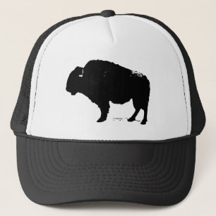 Black & White Pop Art Buffalo Bison Truckerkeps