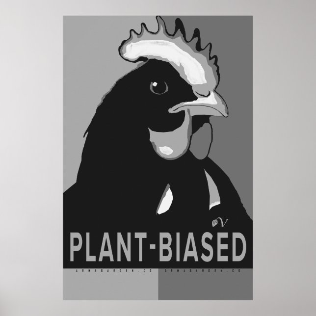 Black & White Pop Art Chicken Poster växtensidigt (Framsidan)