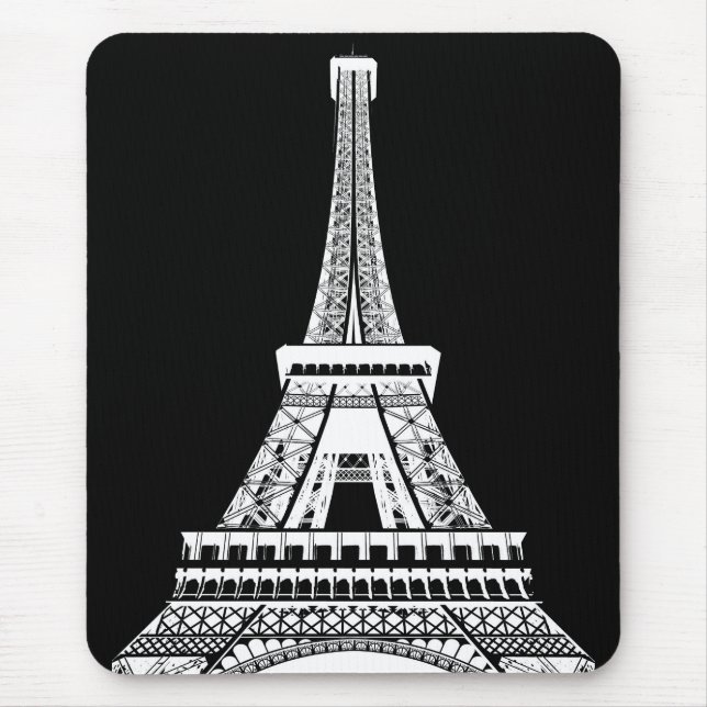 Black & White Pop Art Eiffel Torn Paris Frankrike Musmatta (Framsidan)