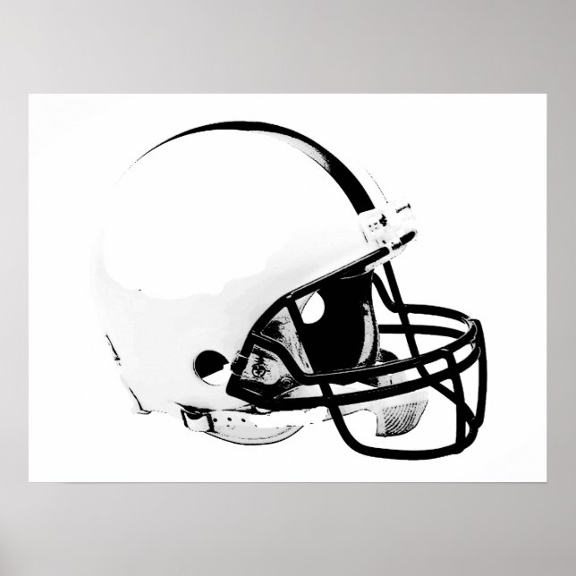 Black White Pop Art Football Helmet Poster (Framsidan)