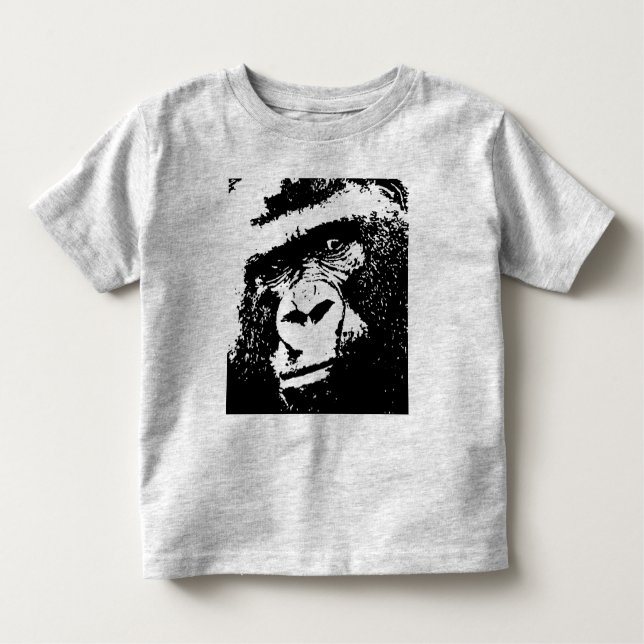 Black & White Pop Art Gorilla Ansikte T Shirt (Framsida)