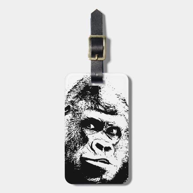 Black White Pop Art Gorilla Bagagebricka (Vertikal Framsida)