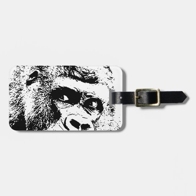 Black White Pop Art Gorilla Bagagebricka (Horisontell Framsida)