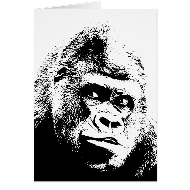 Black White Pop Art Gorilla Hälsningskort (Framsidan)