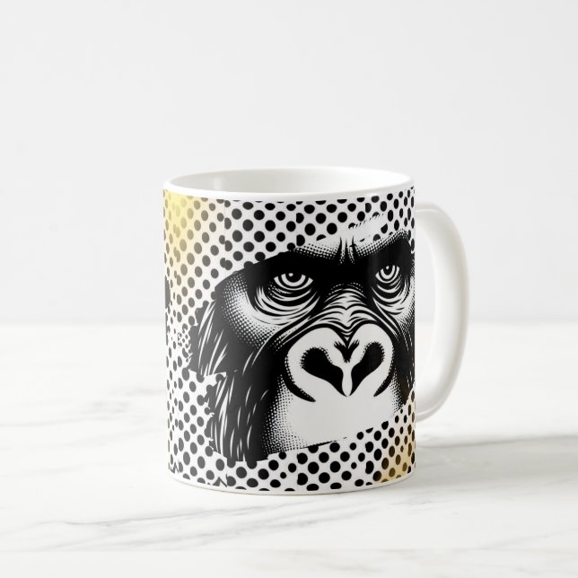 Black White Pop Art Gorilla Kaffemugg (Framsida höger)