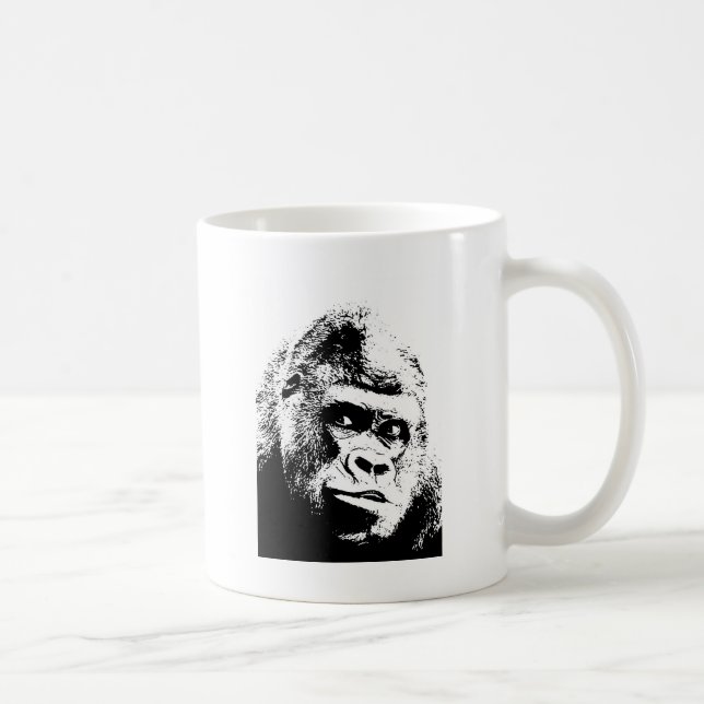 Black White Pop Art Gorilla Kaffemugg (Höger)