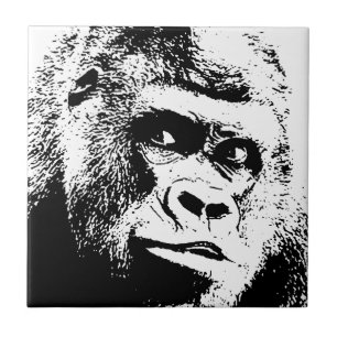Black White Pop Art Gorilla Kakelplatta