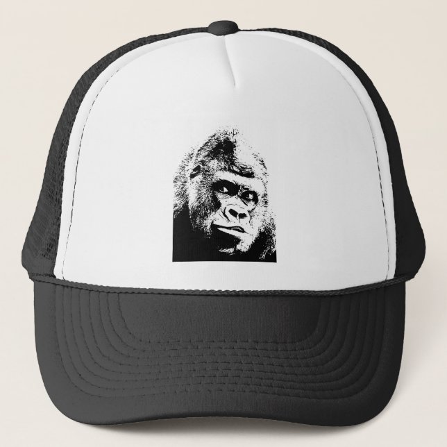 Black White Pop Art Gorilla Keps (Framsida)