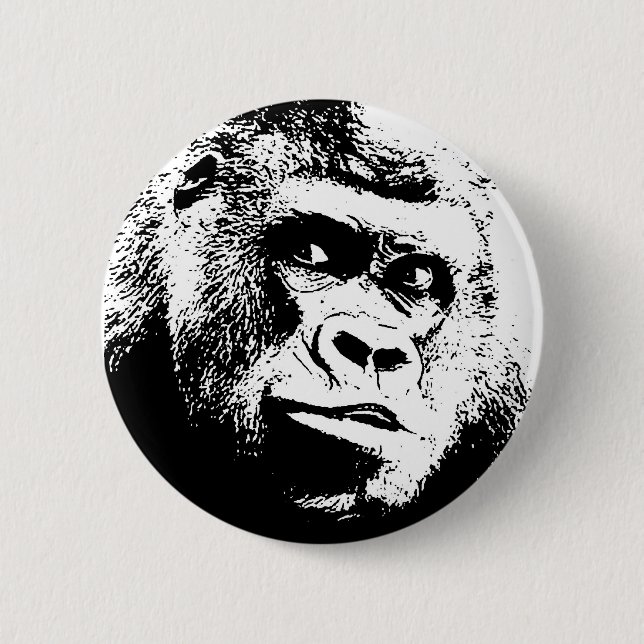 Black White Pop Art Gorilla Knapp (Framsida)