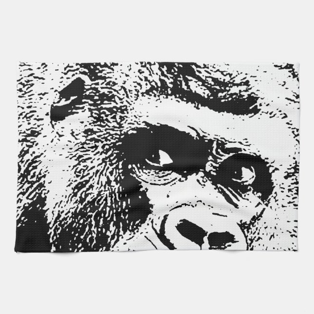 Black White Pop Art Gorilla Kökshandduk (Horisontell)
