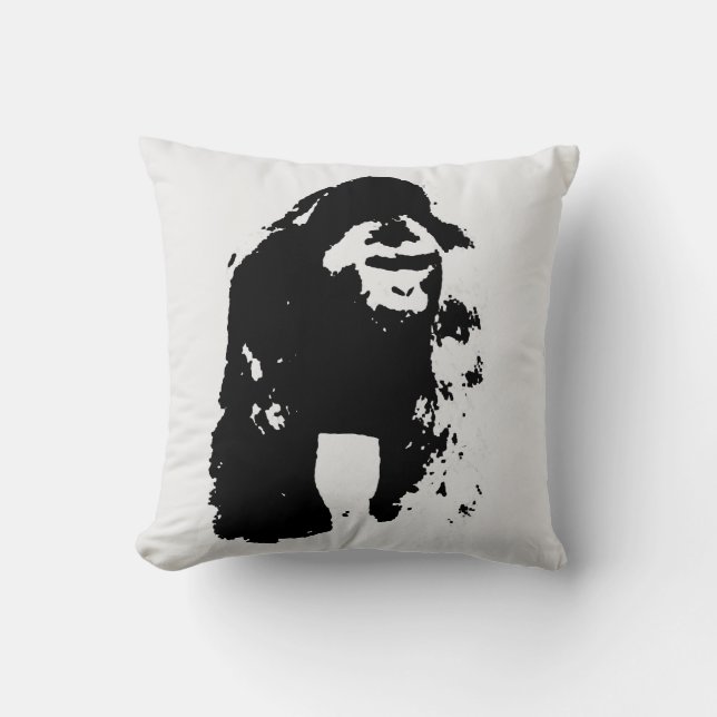 Black White Pop Art Gorilla Kudde (Framsida)
