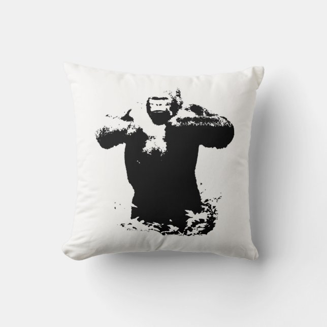 Black White Pop Art Gorilla Kudde (Framsida)