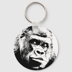 Black White Pop Art Gorilla Nyckelring