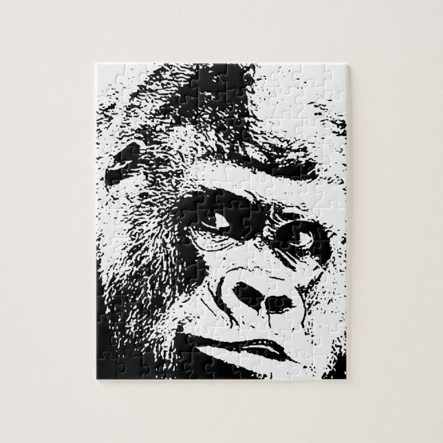 Black White Pop Art Gorilla Pussel (Vertikal)