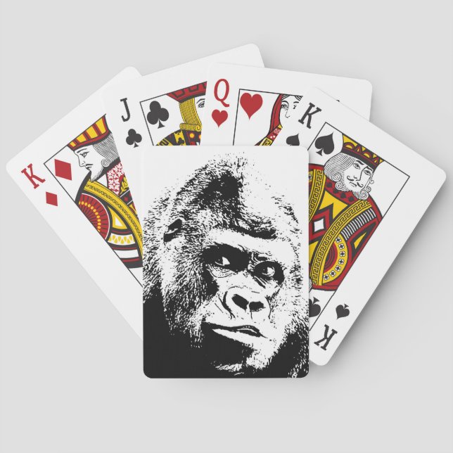 Black White Pop Art Gorilla Spelkort (Baksidan)