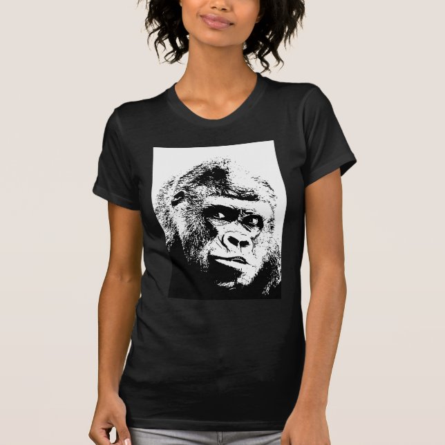 Black White Pop Art Gorilla T Shirt (Framsida)