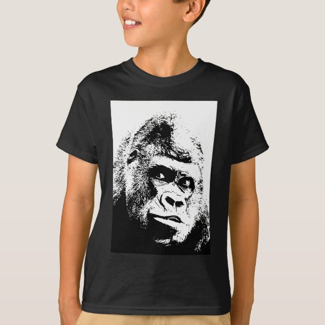 Black White Pop Art Gorilla T-shirt (Framsida)
