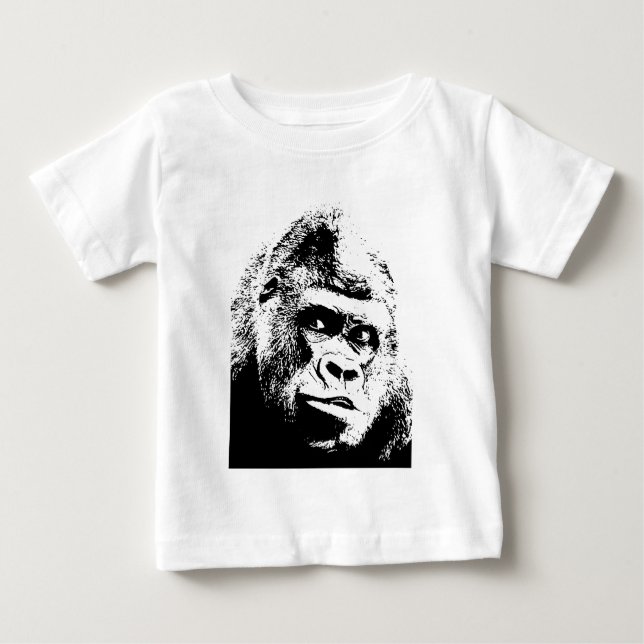 Black White Pop Art Gorilla T Shirt (Framsida)