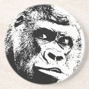 Black White Pop Art Gorilla Underlägg Sandsten