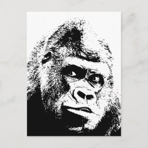 Black White Pop Art Gorilla Vykort