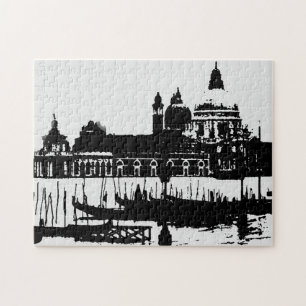 Black White Pop Art Grand Canal Venice Travel Pussel