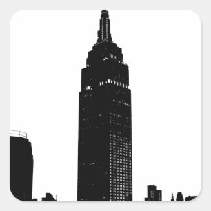 Black & White Pop Art New York Fyrkantigt Klistermärke