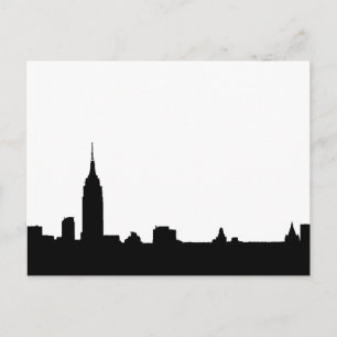 Black White Pop Art New York Silhouette-vykort Vykort