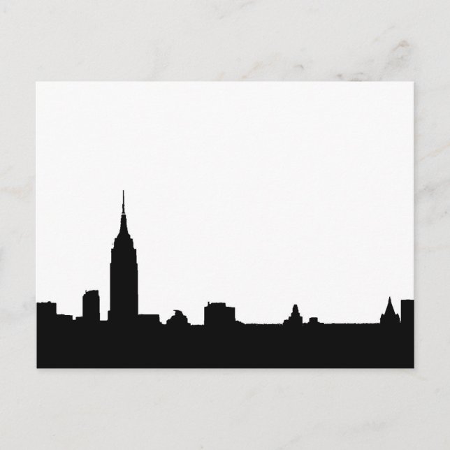Black White Pop Art New York Silhouette-vykort Vykort (Framsida)