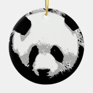 Black White Pop Art Panda Julgran Ornament