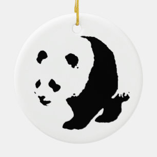 Black White Pop Art Panda Julgran Ornament