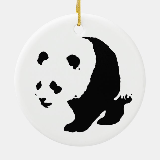 Black White Pop Art Panda Julgran Ornament (Baksidan)