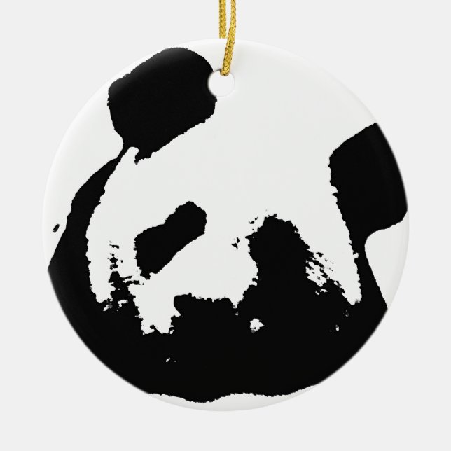 Black White Pop Art Panda Julgransprydnad Keramik (Framsidan)