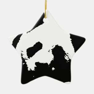 Black White Pop Art Panda Julgransprydnad Keramik