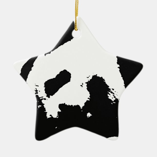 Black White Pop Art Panda Julgransprydnad Keramik (Framsidan)