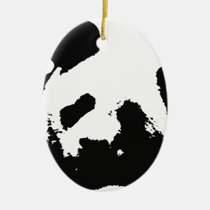 Black White Pop Art Panda Julgransprydnad Keramik