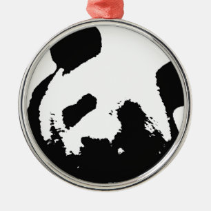 Black White Pop Art Panda Julgransprydnad Metall
