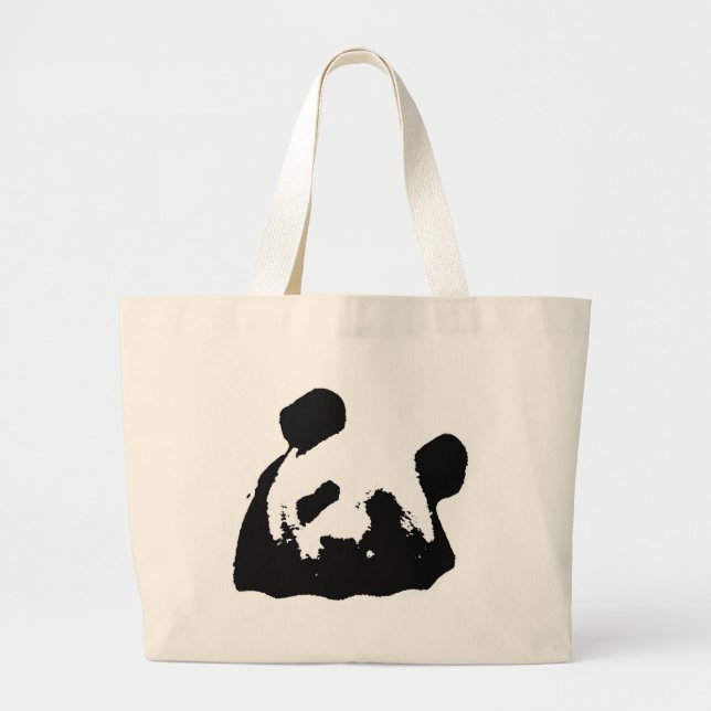 Black White Pop Art Panda Jumbo Tygkasse (Framsidan)