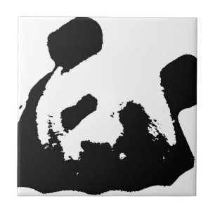 Black White Pop Art Panda Kakelplatta