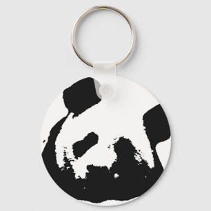 Black White Pop Art Panda Nyckelring