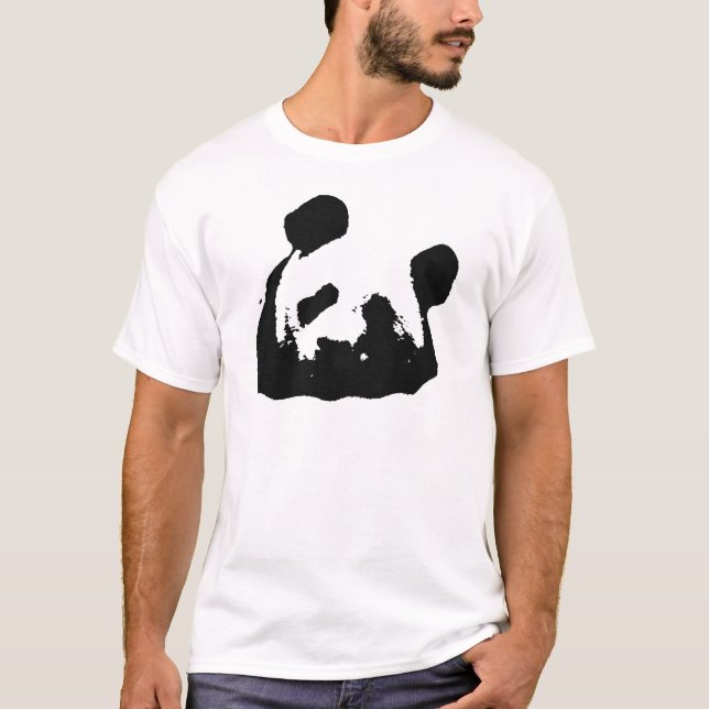 Black White Pop Art Panda T-shirt (Framsida)
