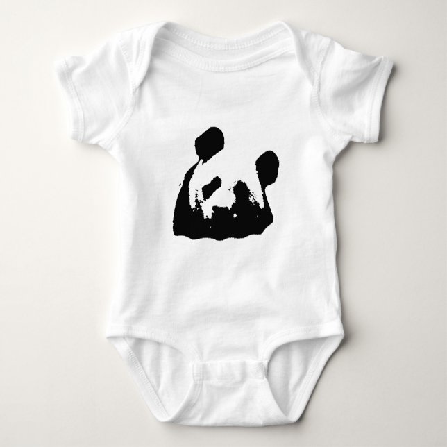 Black White Pop Art Panda Tee Shirt (Framsida)