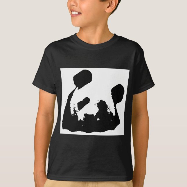 Black White Pop Art Panda Tee Shirt (Framsida)