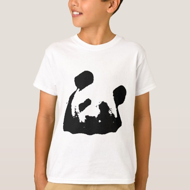 Black White Pop Art Panda Tee Shirt (Framsida)